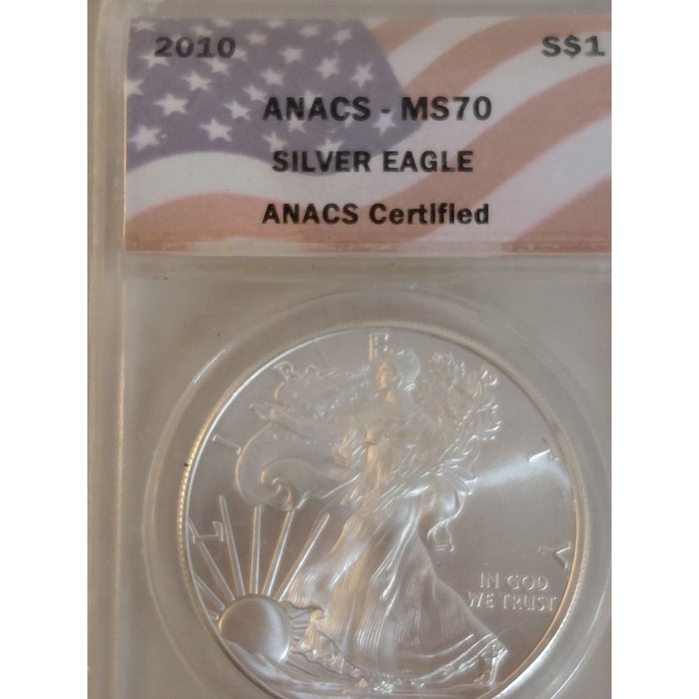 2010 American Silver Eagle Dollar 1 oz Silver ANACS MS70 Perfect Grade - Picture 3 of 6